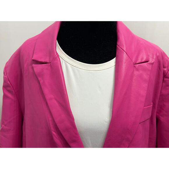 Sans Souci Faux Leather Blazer Jacket Pink Women’s Size Large - Picture 2 of 5
